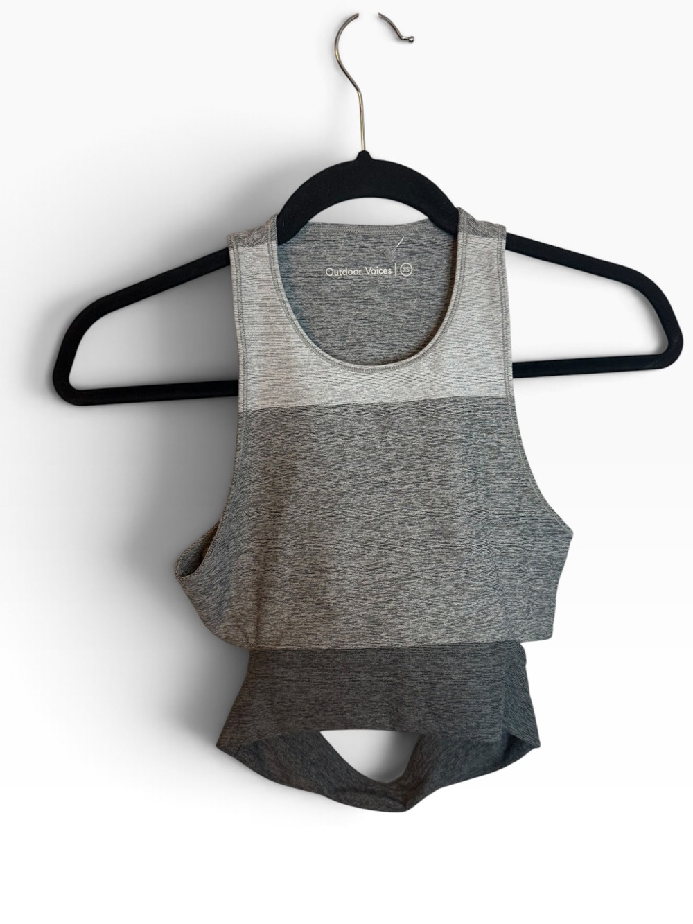 Outdoor Voices Gray Tri Tone Slashback Sports Bra